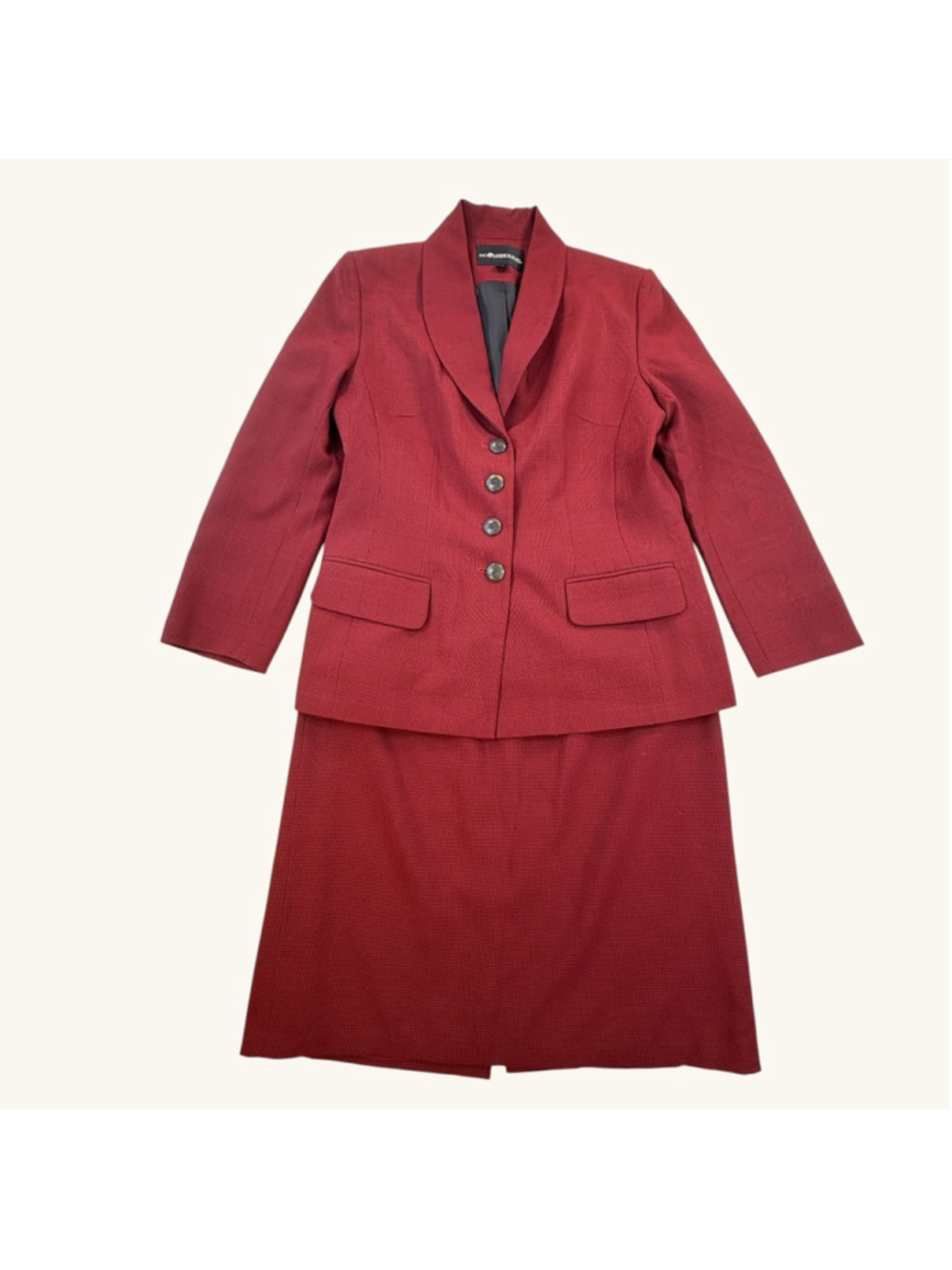 Sag Harbor Suit Women’s Size 12 Red Black Plaid Skirt Suit Set Career Office